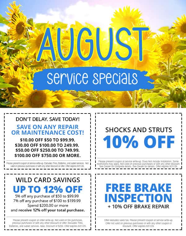 August Service Specials
