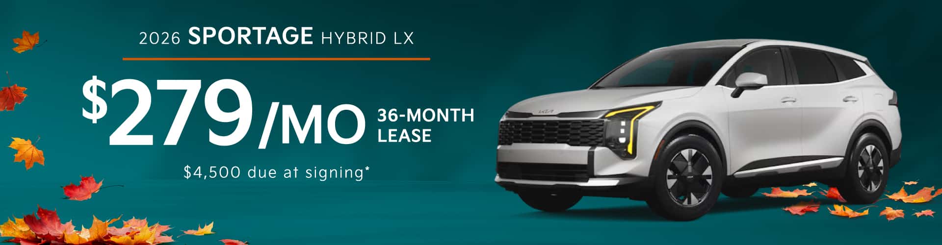 2026 Kia Sportage Hybrid LX: Lease for $279/month for 36 months*