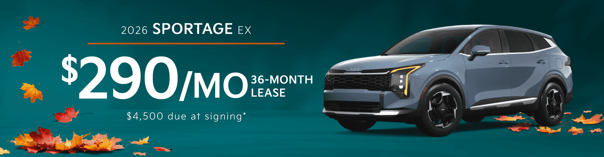 2026 Kia Sportage EX: Lease for $290/month for 36 months*