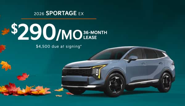 2026 Kia Sportage EX: Lease for $290/month for 36 months*