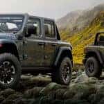 2024 Jeep Wrangler Rubicon and Willys vehicles on rocks