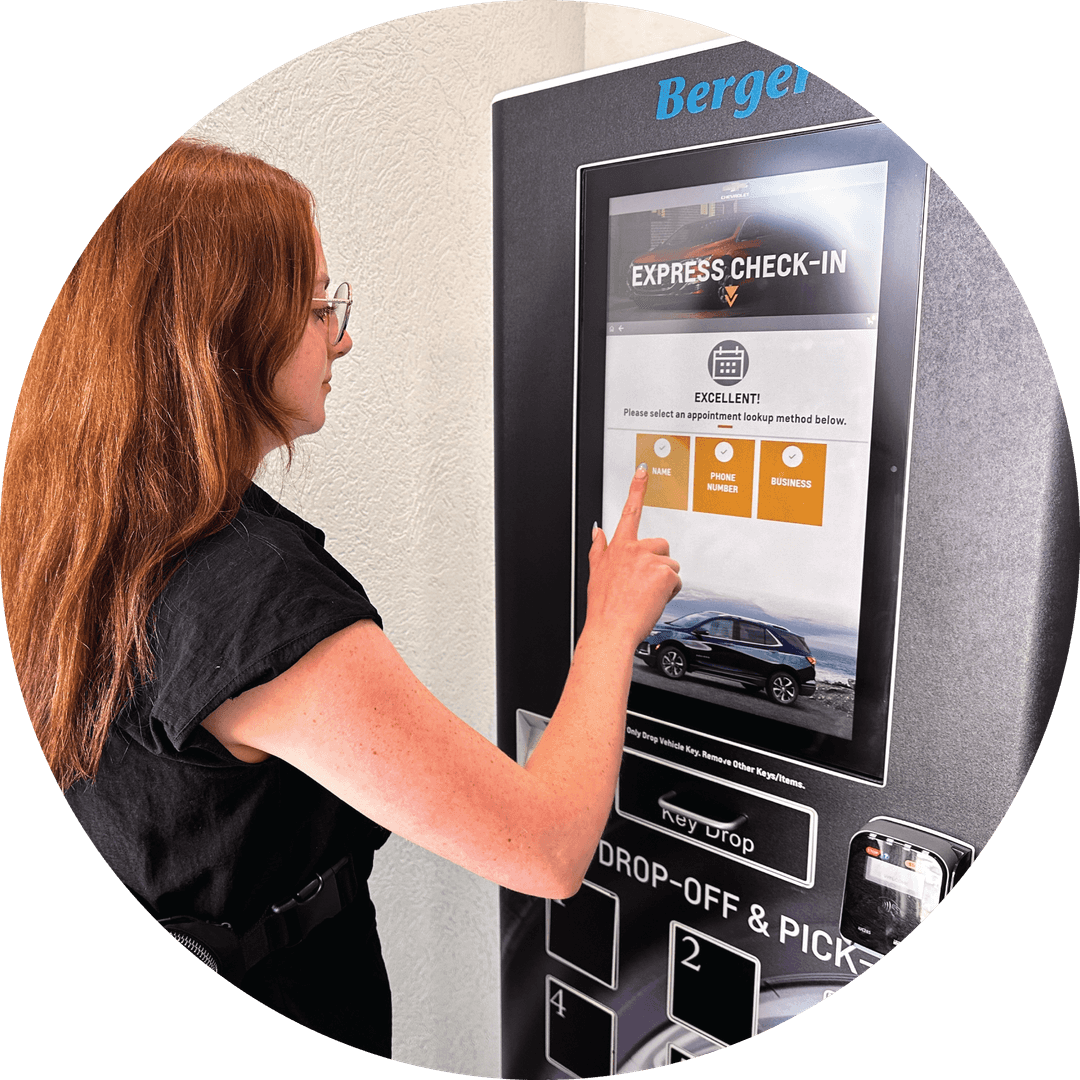 Customer using the 24 hour service kiosk