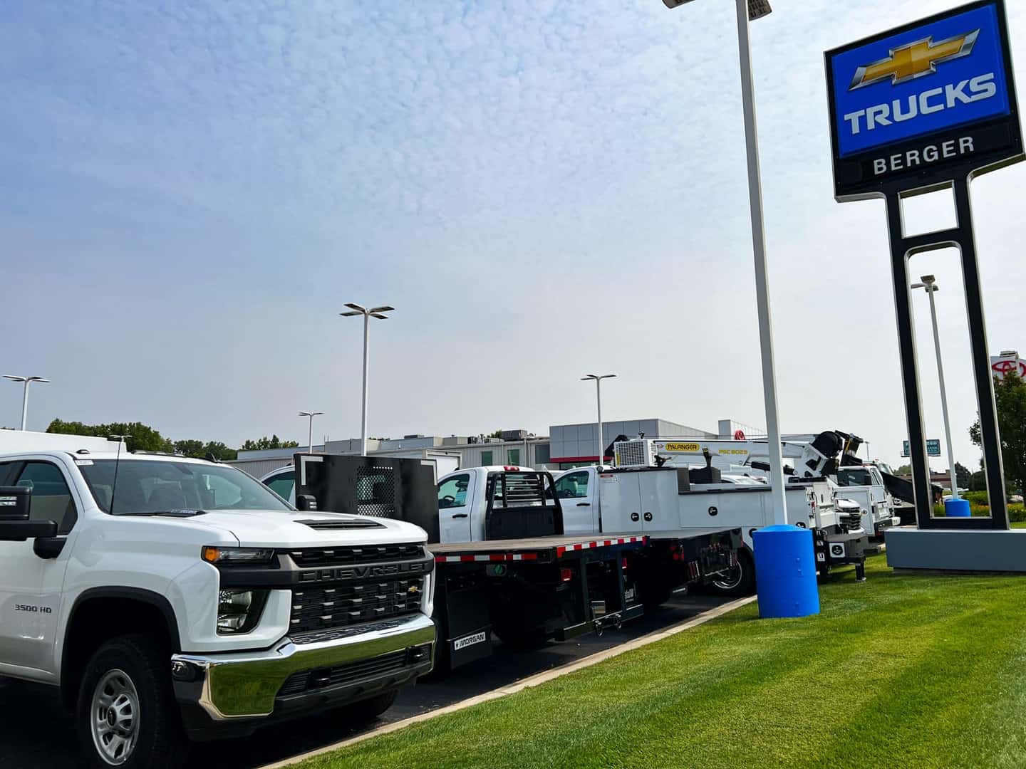 fleet vehicles lined up in Berger Chevrolet's parking lot