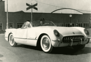 Dale Berger Sr. and Dale Jr. in the 1954 Corvette
