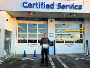 Brad Stoffers with his Employee Spotlight certificate