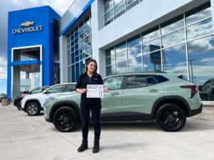 Jordan Chulski with her Employee Spotlight certificate