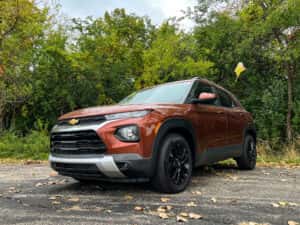 Chevy Trailblazer and fall leaves