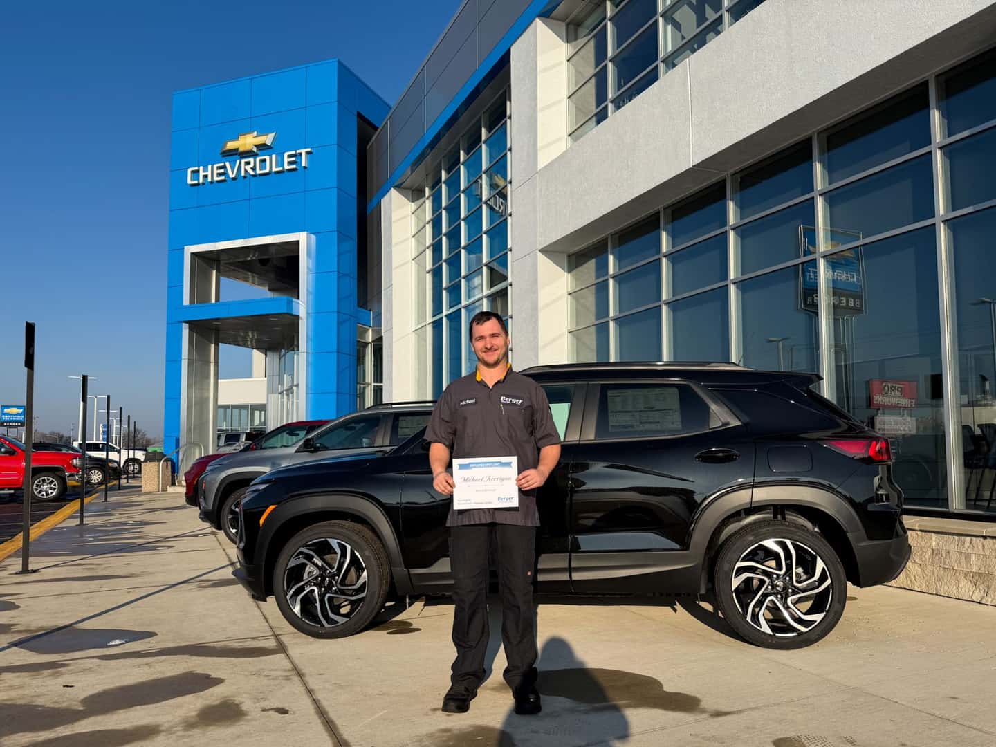 Michael with his Employee Spotlight Certificate
