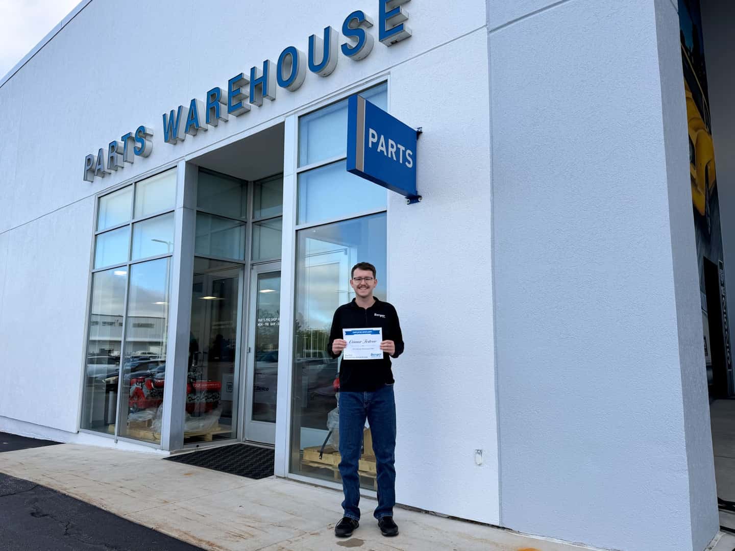 Connor with his Employee Spotlight Certificate