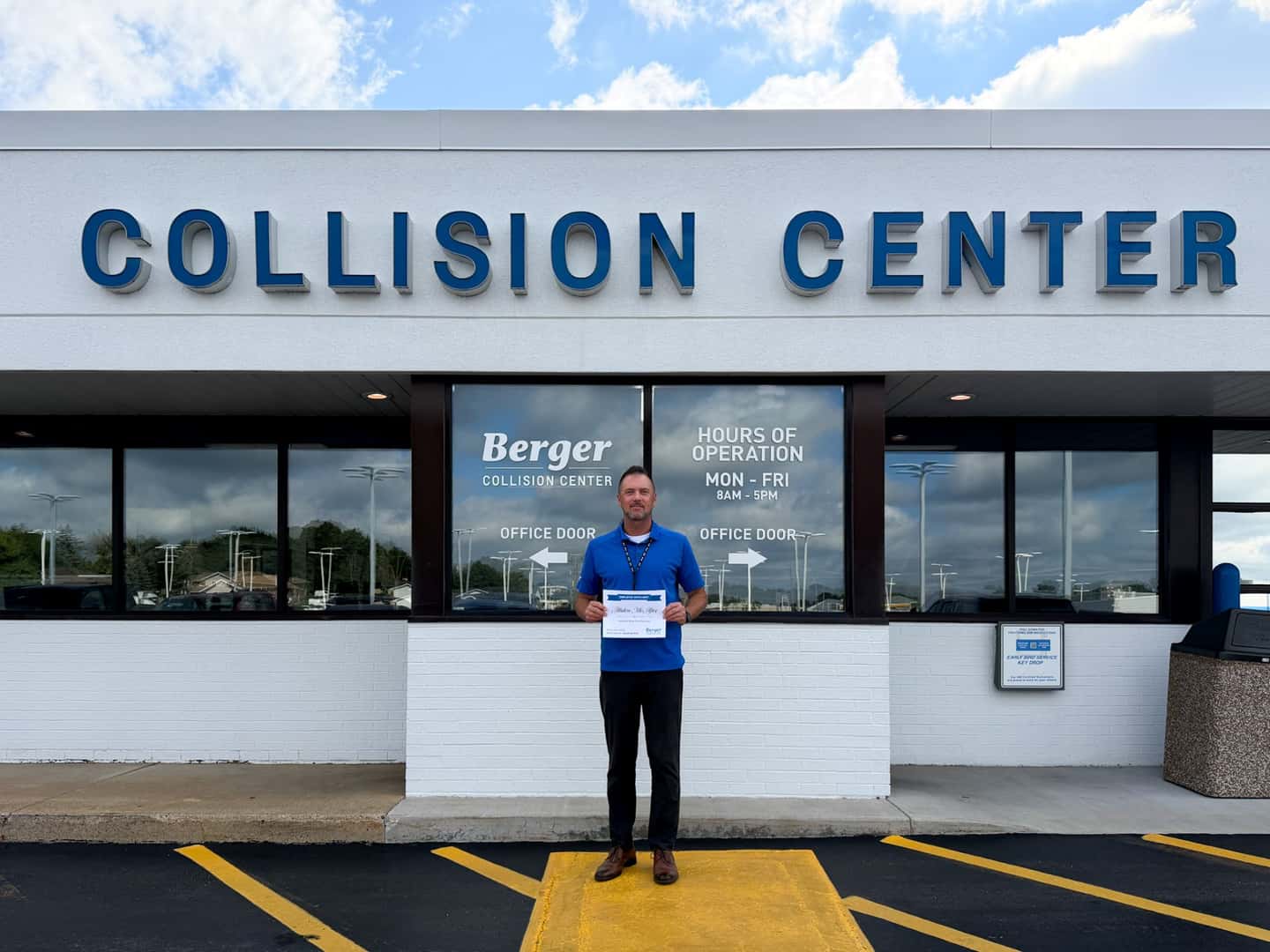 Alden with his Employee Spotlight Certificate