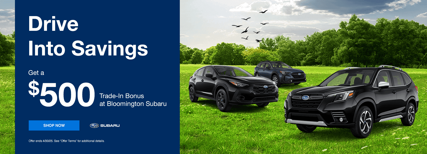 Drive Into Savings Get a $500 Trade-In Bonus at Bloomington Subaru