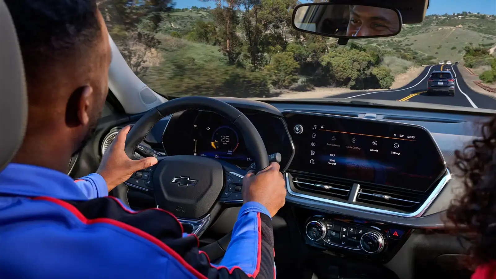 Young driver at the wheel of a Chevrolet Trax using Teen Driver technology