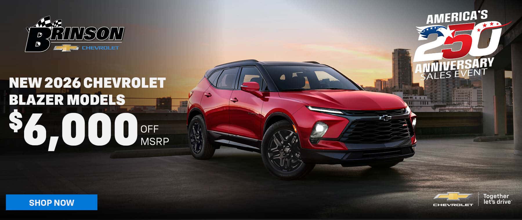 Get $6,000 OFF MSRP On NEW 2026 CHEVROLET BLAZER MODELS