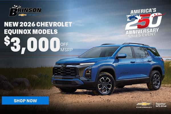 Get $3,000 OFF MSRP On NEW 2026 CHEVROLET EQUINOX MODELS
