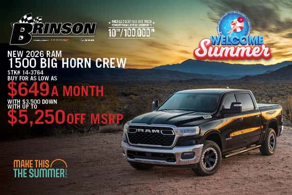 BUY A NEW 2026 RAM 1500 BIG HORN CREW FOR AS LOW AS $649 A MONTH