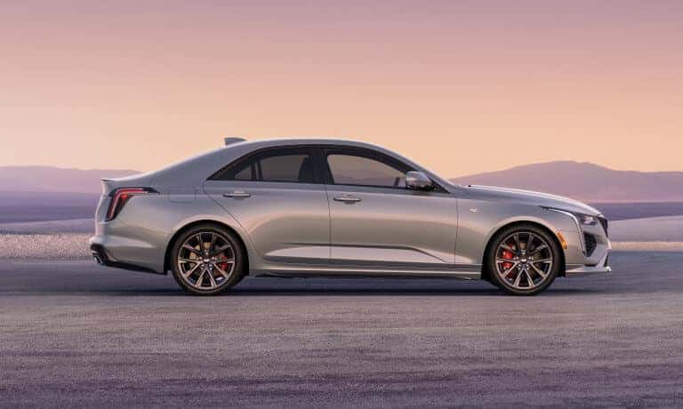 2024 Cadillac CT4 side view in salt flats