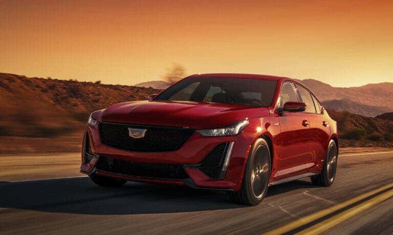 2024 Cadillac CT5-V driving on a mountain road