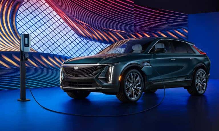 2024 Cadillac LYRIQ charging in a colorful room