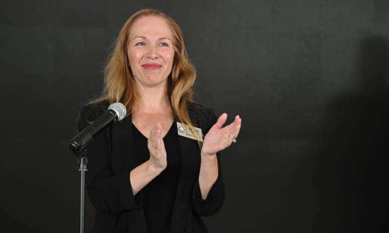 Speaker at the Cadillac of Calabasas Grand Reopening ribbon ceremony