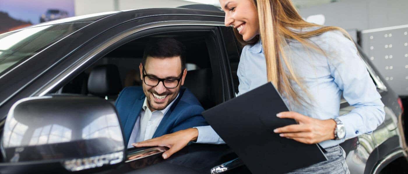 Saleswoman with a customer