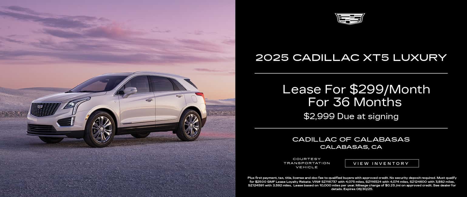 Lease a new 2025 Cadillac XT5 Luxury for $299 per month for 36 months with $2,999 due at signing