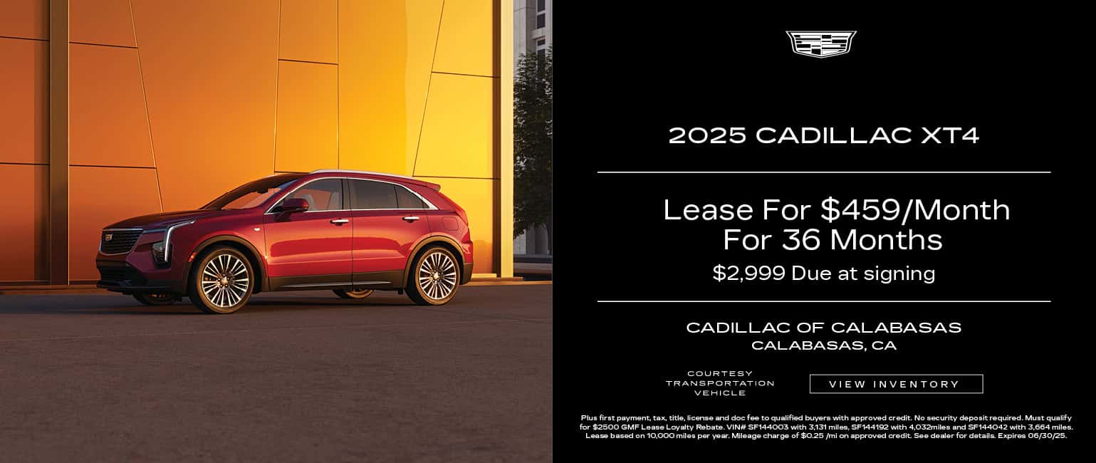 Lease a new 2025 Cadillac XT4 for $459 per month for 36 months with $2,999 due at signing
