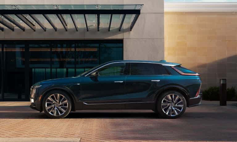 2025 Cadillac LYRIQ parked outside a building