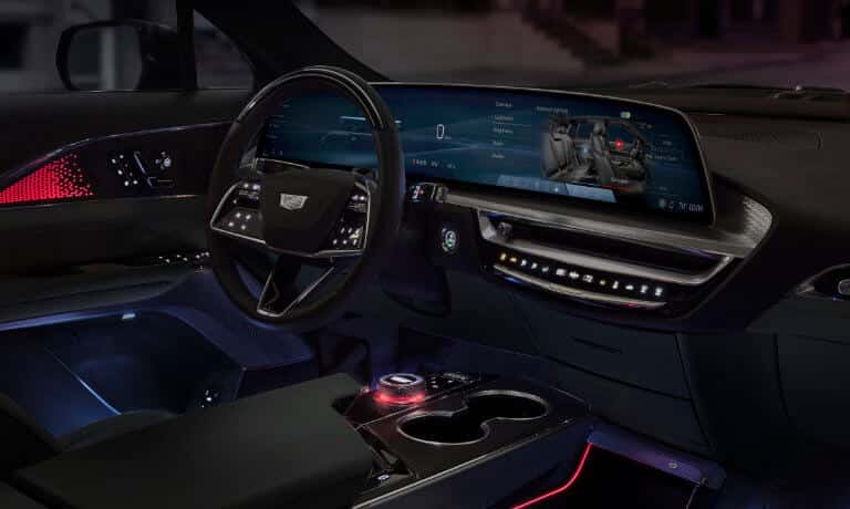 2025 Cadillac LYRIQ infotainment system and steering wheel