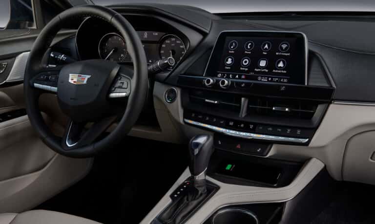 2026 Cadillac CT4 infotainment system and steering wheel