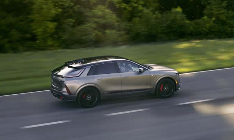 2026 Cadillac LYRIQ driving on blurred road