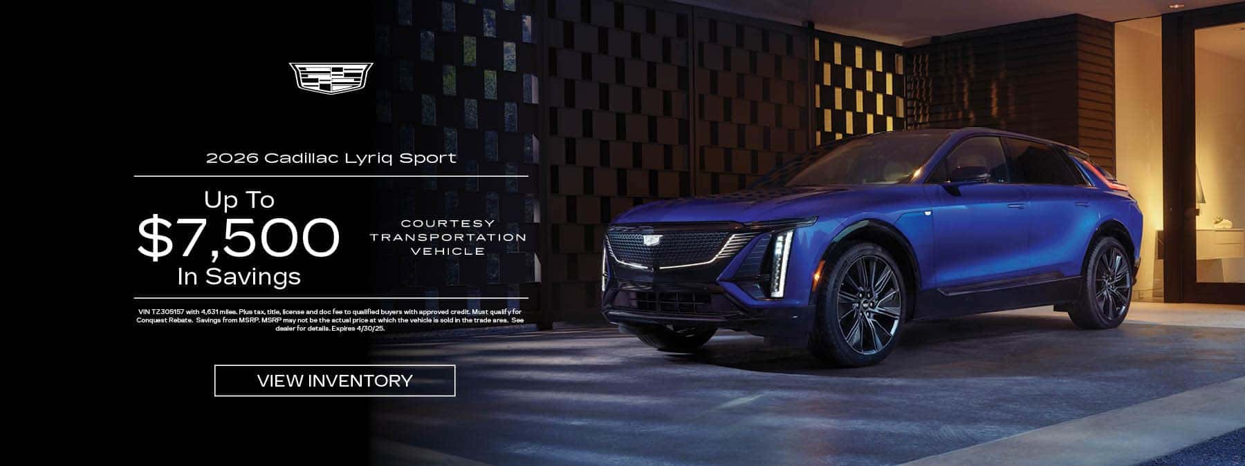 Get a new 2026 Cadillac Lyriq Sport Courtesy Transportation Vehicle with up to $7,500 in savings