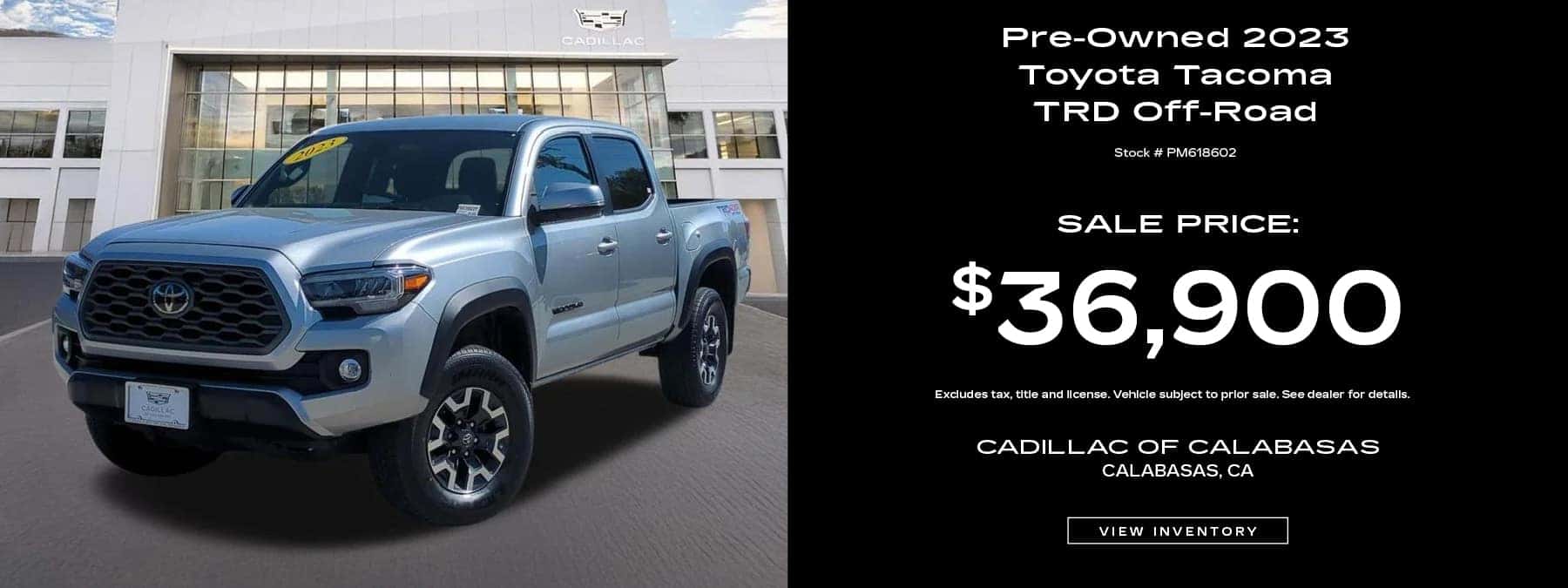 Buy a Pre-Owned 2023 Toyota Tacoma TRD Off-Road for $36,900. Stock Number: PM618602