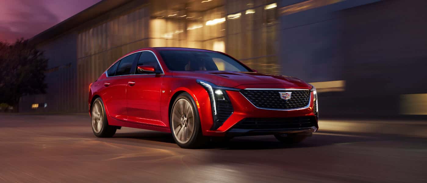2026 Cadillac CT5 driving on blurred streets