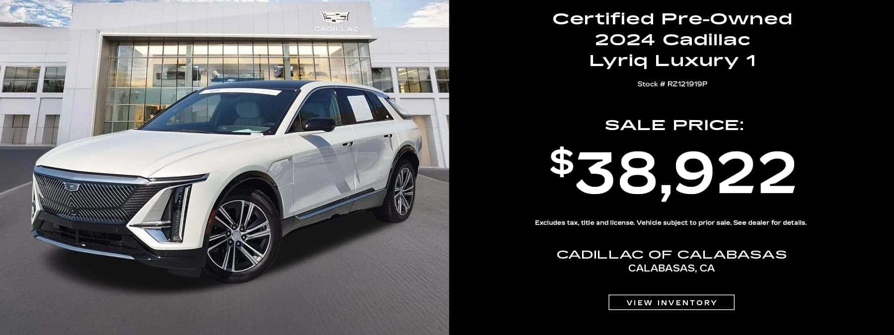 Buy a Certified Pre-Owned 2024 Cadillac Lyriq Luxury 1 for $38,922. Stock Number: RZ121919P
