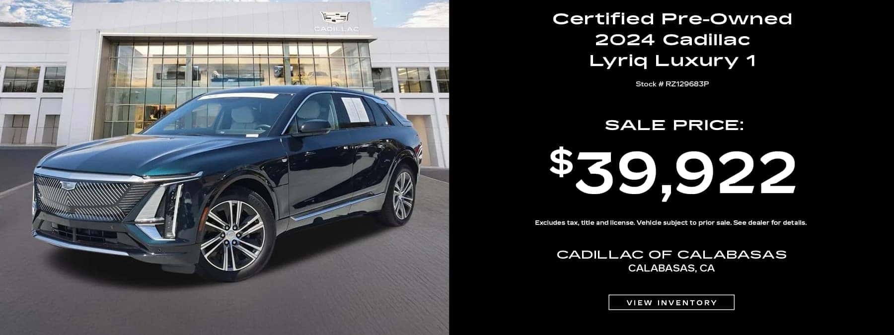 Buy a Certified Pre-Owned 2024 Cadillac Lyriq Luxury 1 for $39,922. Stock Number: RZ129683P