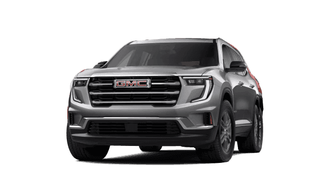 Gray GMC Acadia shown from a front three-quarter view.