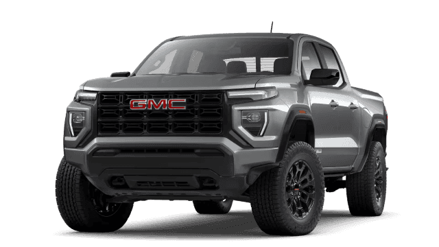 Gray GMC Canyon shown from a front three-quarter angle in gray color.