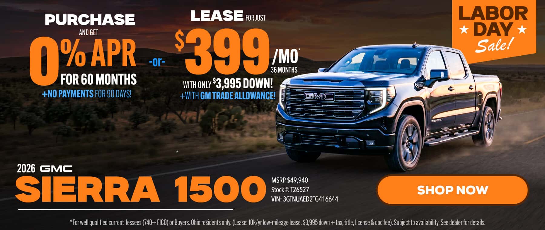 GMC Sierra lease or purchase in Delaware Ohio