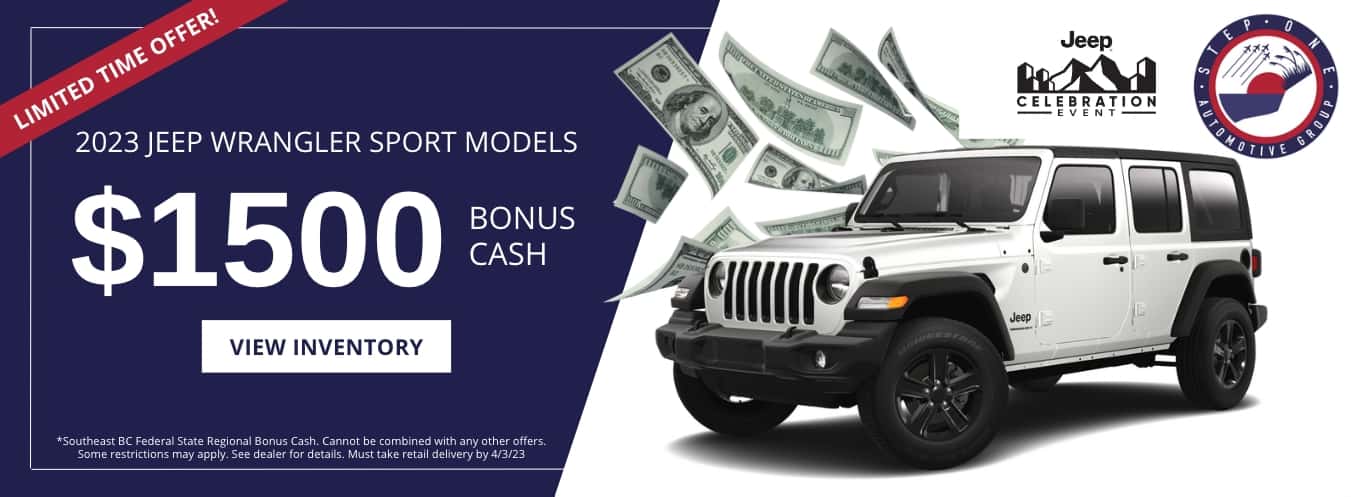 2023 Jeep Wrangler Sport Models $1500 Bonus Cash