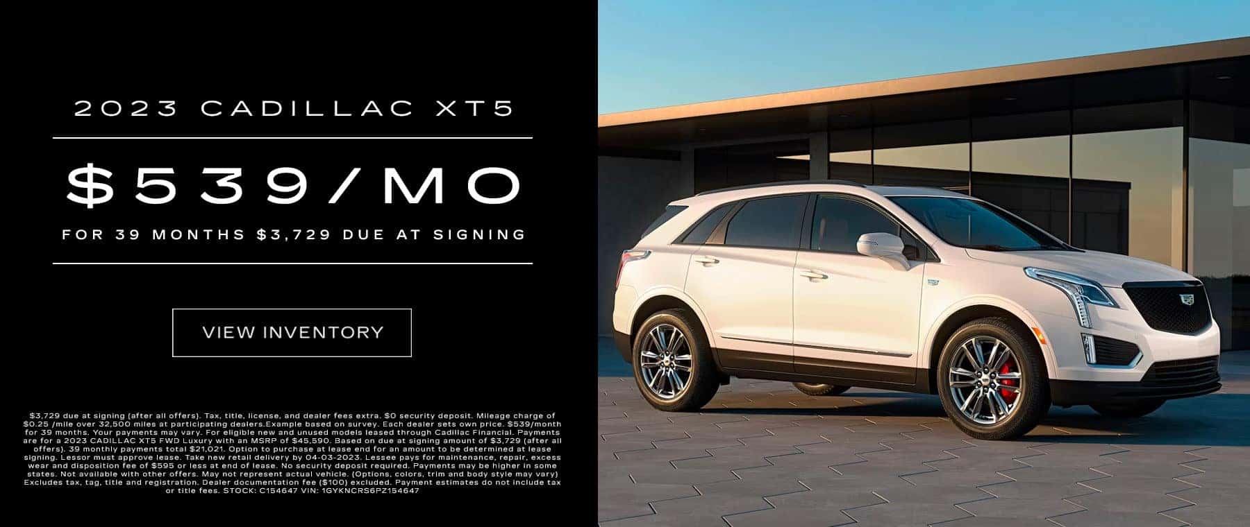 2023 Cadillac XT5 $539/mo for 39 Months $3,729 due at signing
