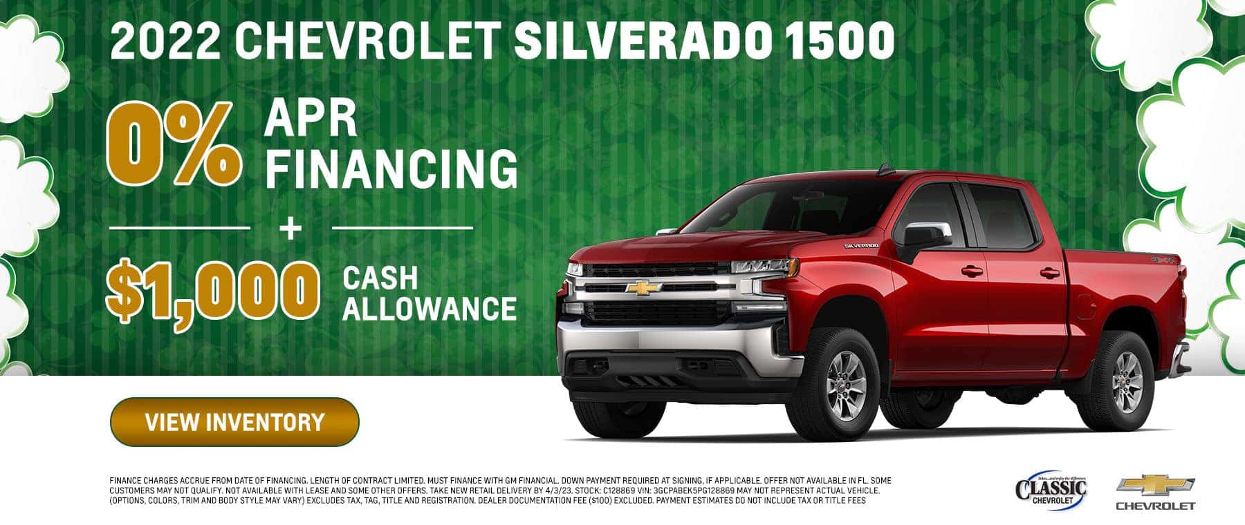 2022 Chevrolet Silverado 1500 0% APR Financing PLUS $1,000 Cash Allowance