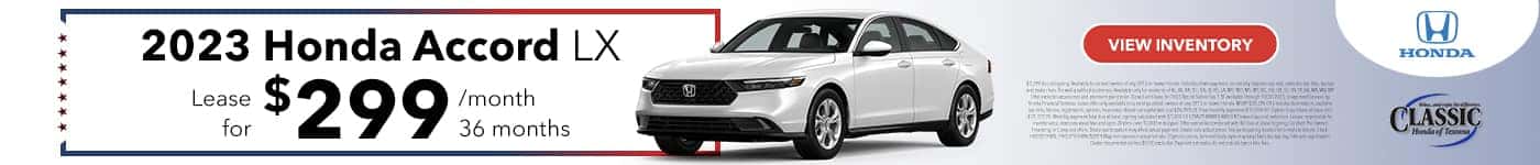 2023 Honda Accord LX Lease for $299/mo for 36 Months