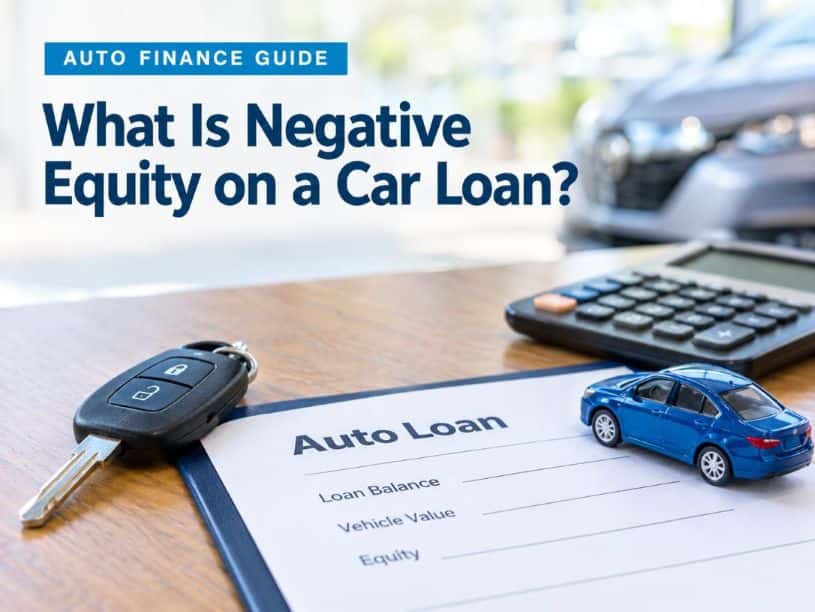 Negative equity on a car loan explained with auto financing documents and a vehicle