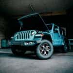 Jeep with hood open