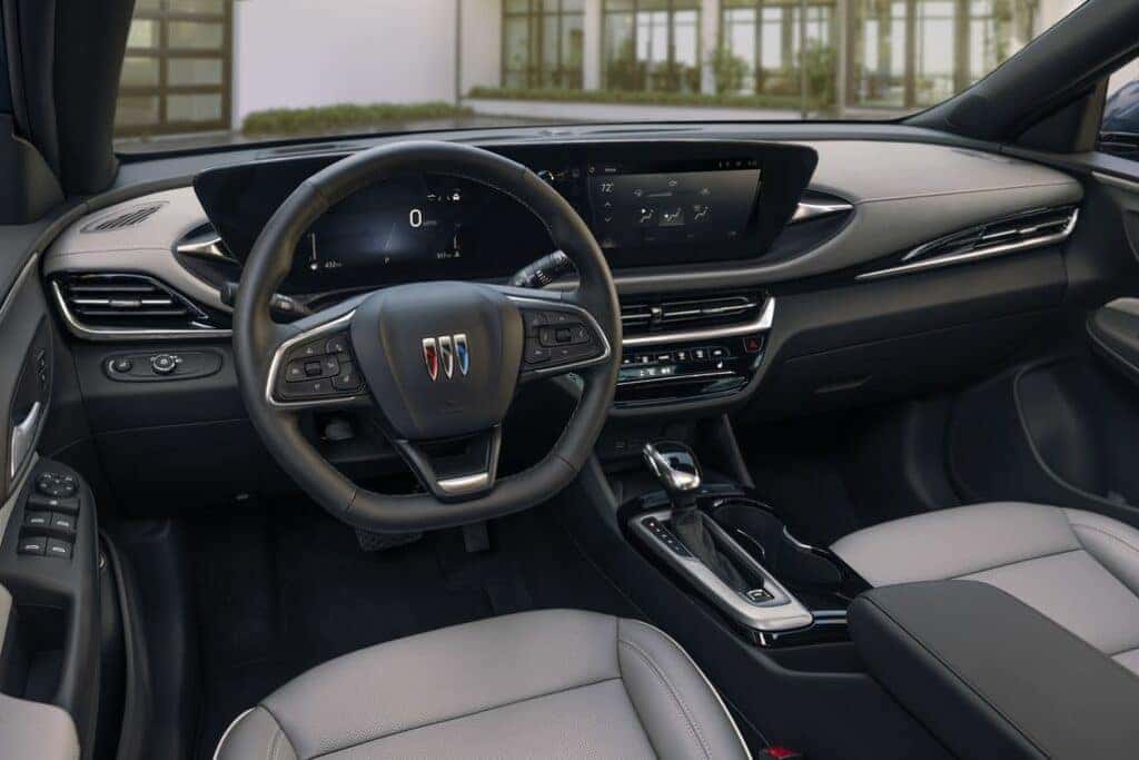 View of the driver’s seat in 2024 Buick Envista Avenir interior in Gideon with Ebony accents.