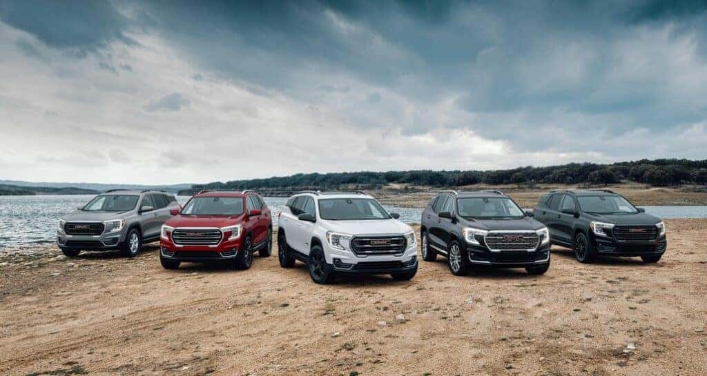 Four GMC Terrains Parked on a Beach