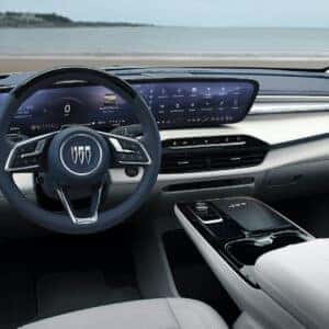View of the 2025 Buick Enclave Avenir interior from the driver’s seat.