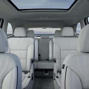 Interior view of the 2025 Buick Enclave Avenir showing all three rows.