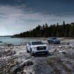 2025 GMC Acadia White and Downpour Metallic