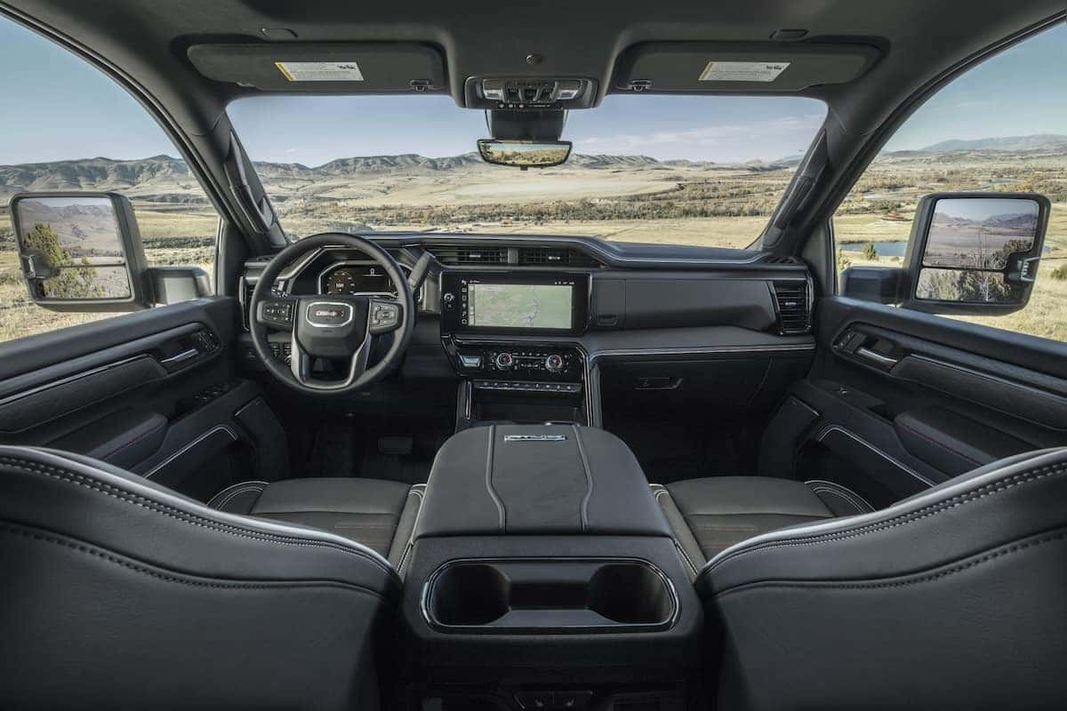 Obsidian Rush interior of the 2024 GMC Sierra 2500 AT4X AEV Edition.